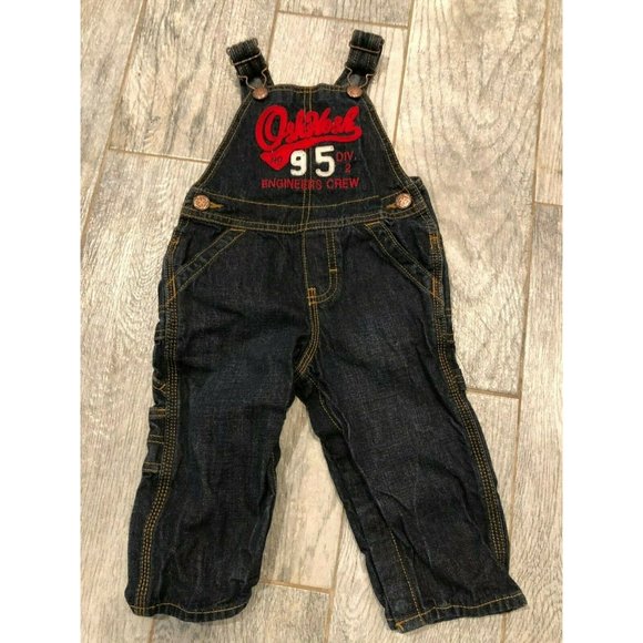 Osh Kosh B'Gosh Overalls Bibs 12 Months Engineer Railroad Costume Jeans Boys - Picture 2 of 6